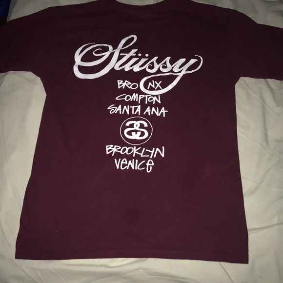 Burgundy Stüssy world tour t-shirt - Picture 4 of 6